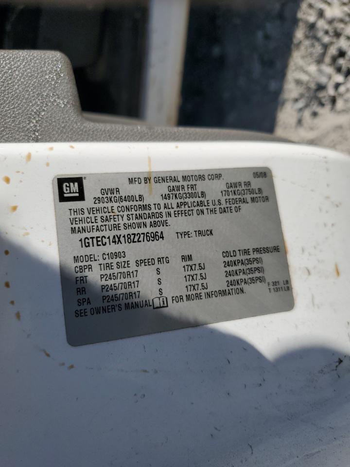 2008 GMC Sierra C1500 VIN: 1GTEC14X18Z276964 Lot: 84904725