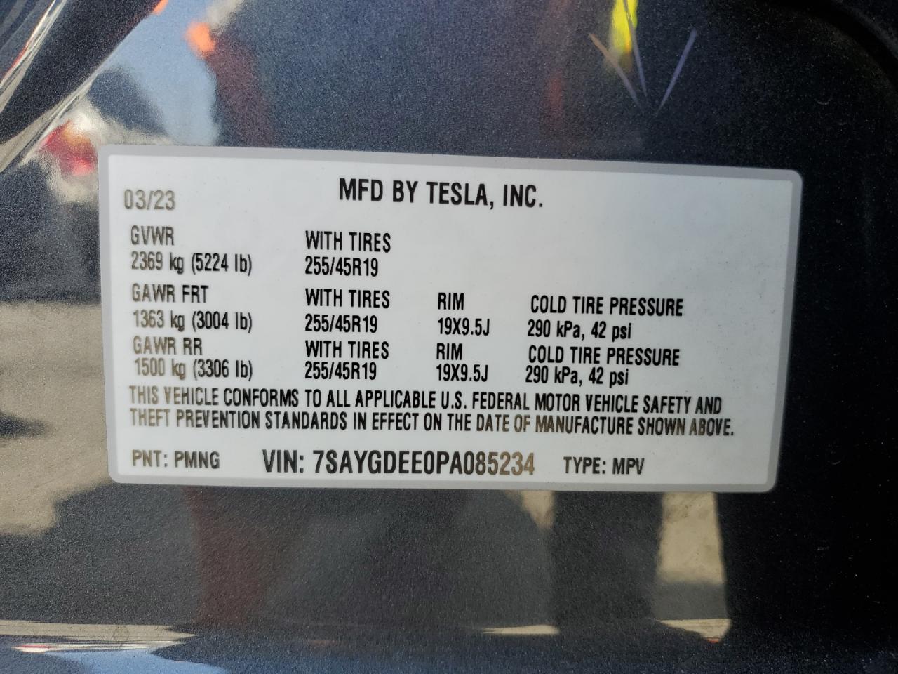2023 Tesla Model Y VIN: 7SAYGDEE0PA085234 Lot: 85490835