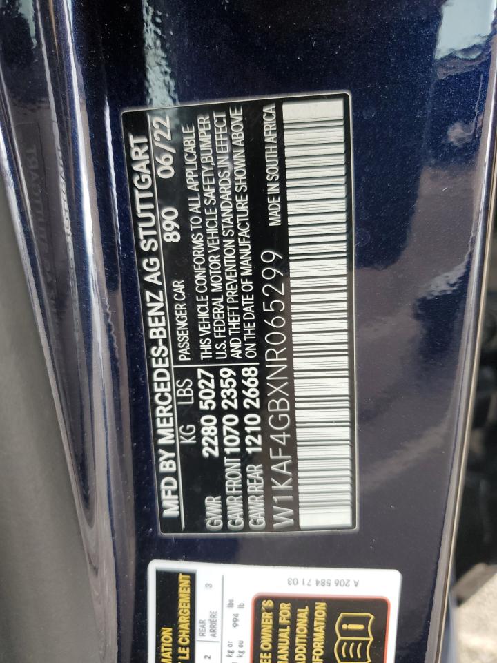 2022 Mercedes-Benz C 300 VIN: W1KAF4GBXNR065299 Lot: 90406265