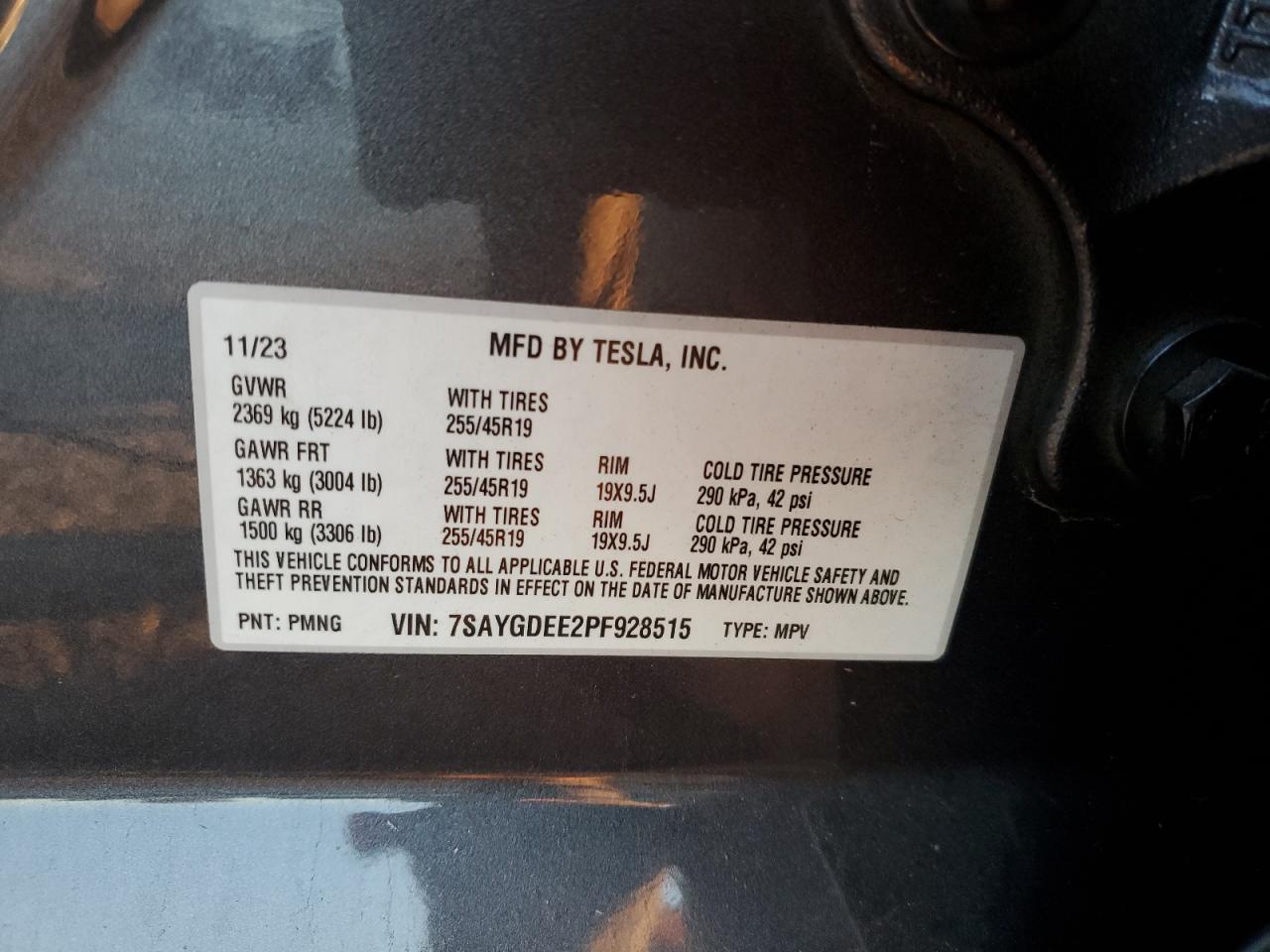 2023 Tesla Model Y VIN: 7SAYGDEE2PF928515 Lot: 86335535