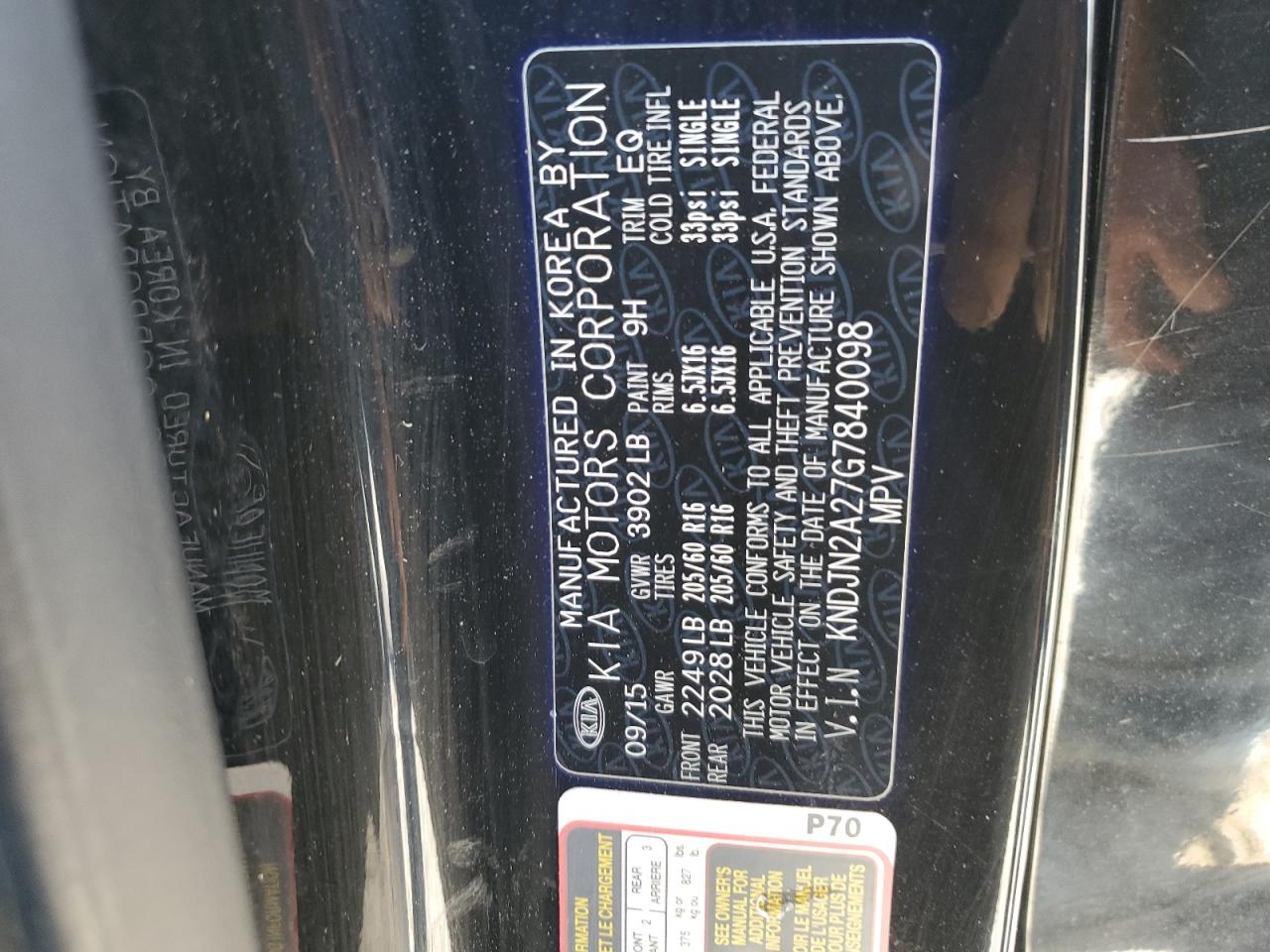 2016 Kia Soul VIN: KNDJN2A27G7840098 Lot: 85578915