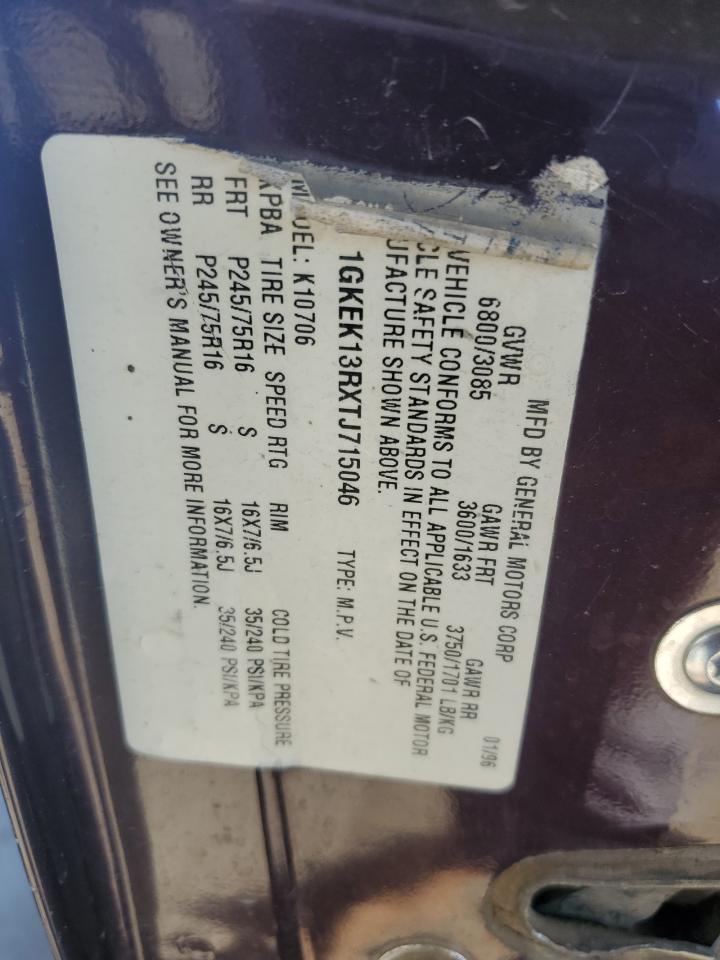 1996 GMC Yukon VIN: 1GKEK13RXTJ715046 Lot: 82674175