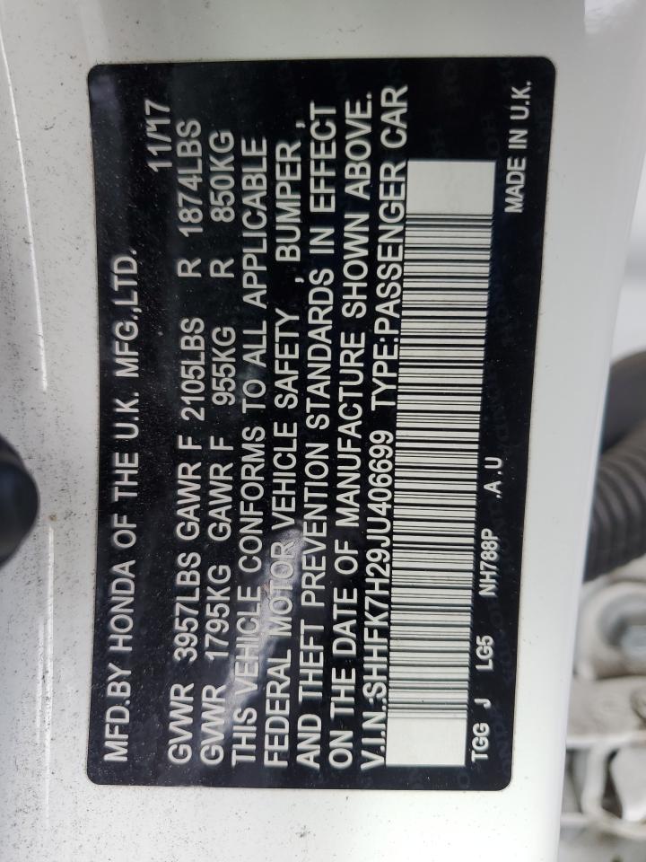 2018 Honda Civic Lx VIN: SHHFK7H29JU406699 Lot: 85587145