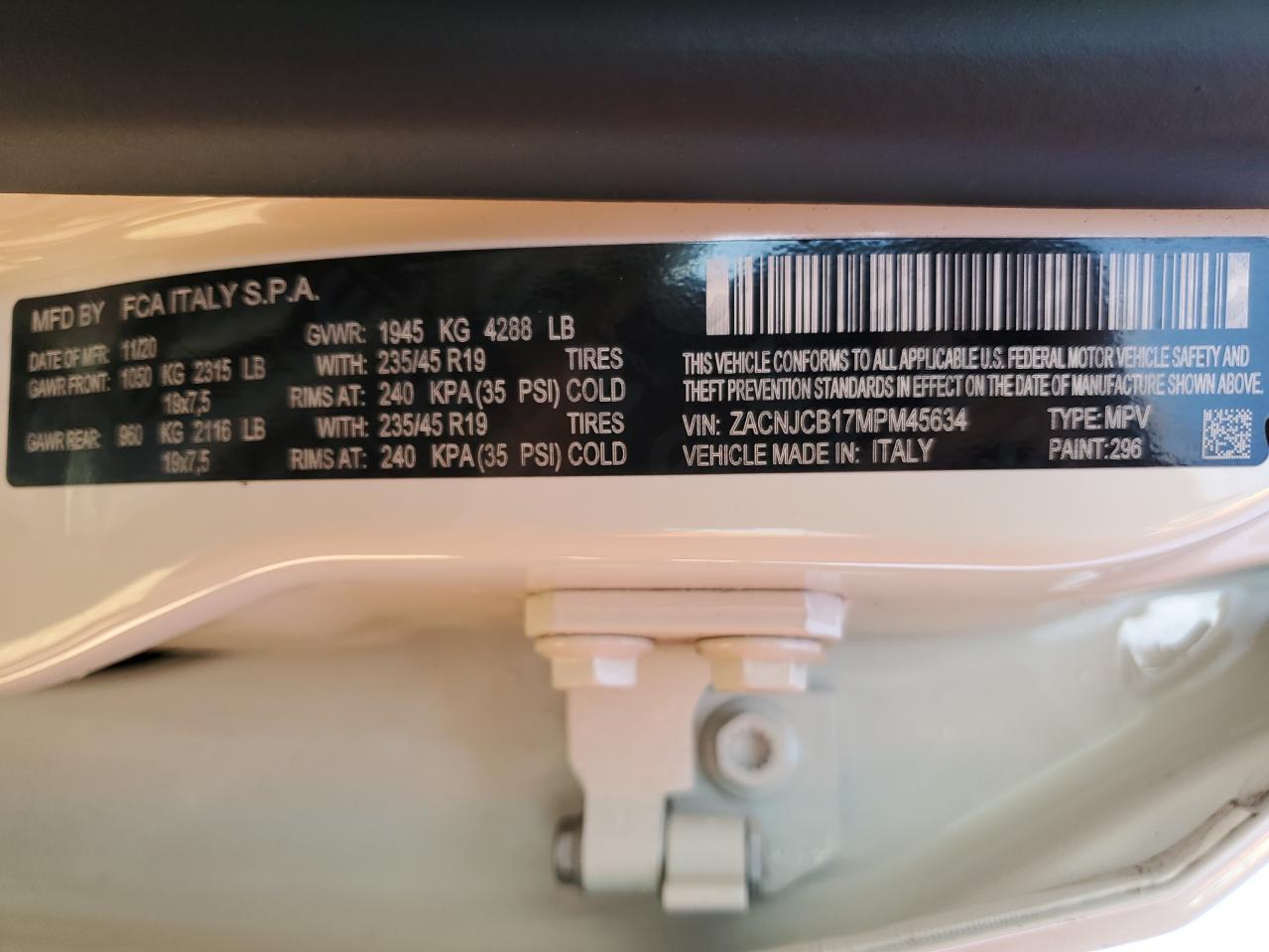 2021 Jeep Renegade Latitude VIN: ZACNJCB17MPM45634 Lot: 85126135