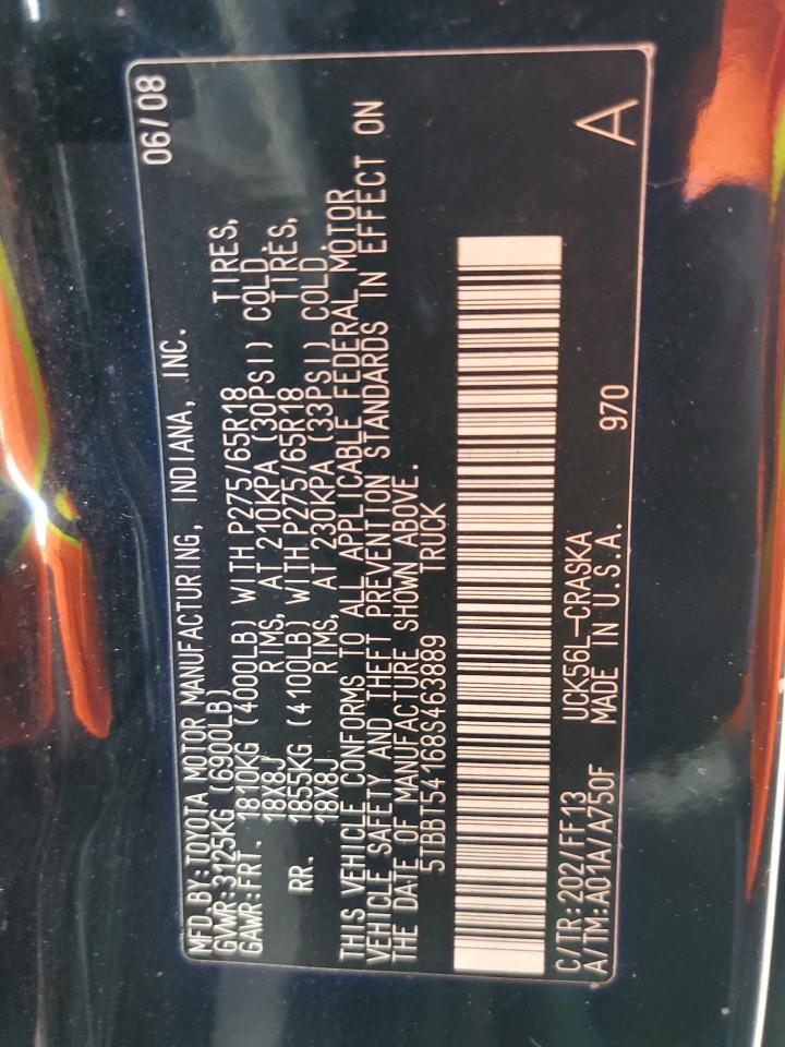 2008 Toyota Tundra Double Cab VIN: 5TBBT54168S463889 Lot: 82320775