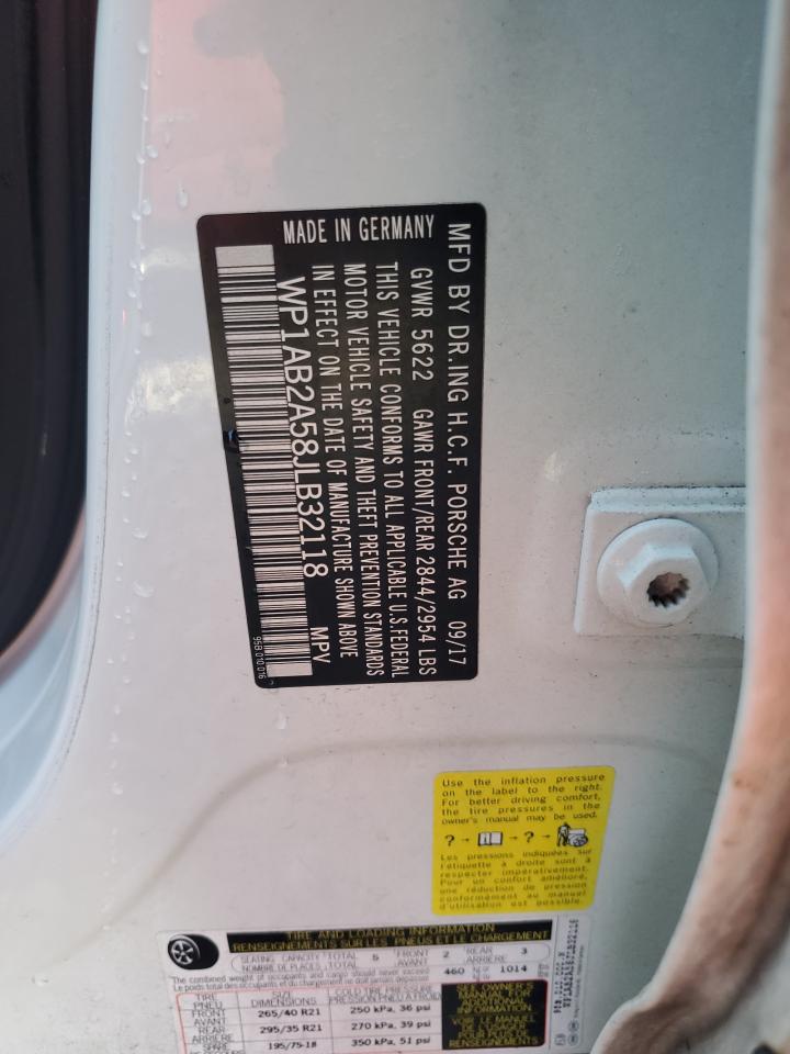 2018 Porsche Macan S VIN: WP1AB2A58JLB32118 Lot: 89510255