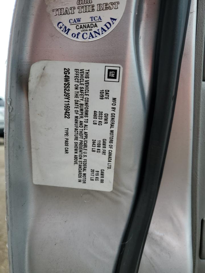 2000 Buick Century Custom VIN: 2G4WS52J9Y1169422 Lot: 89557085