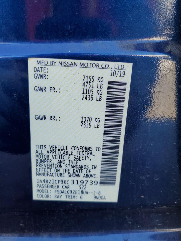 2019 Nissan Leaf S Plus VIN: 1N4BZ1CP9KC319739 Lot: 82605835