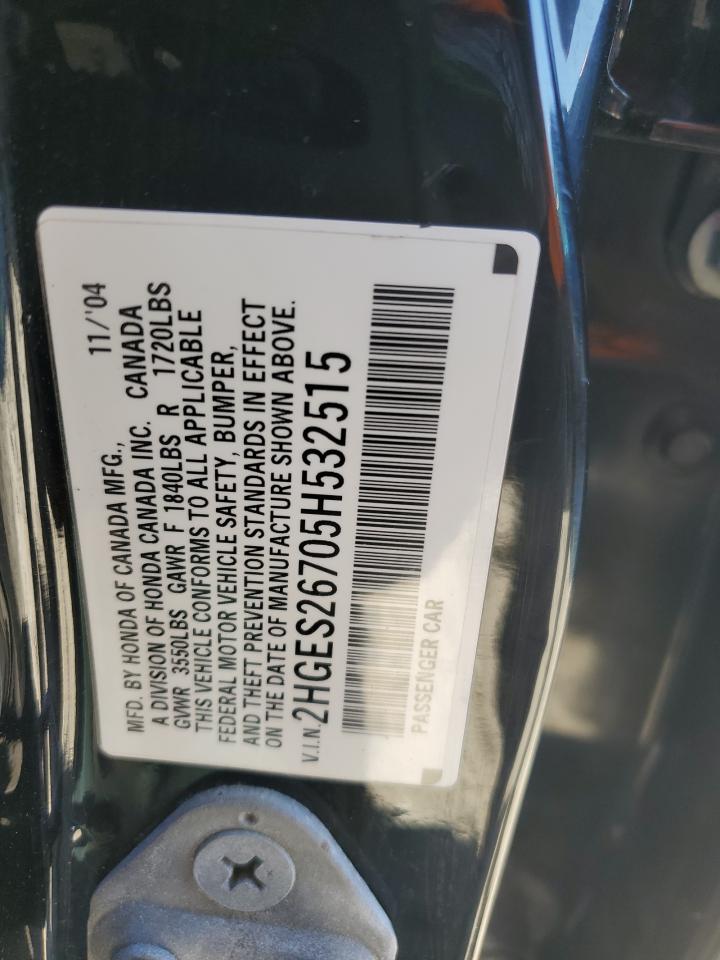 2005 Honda Civic Ex VIN: 2HGES26705H532515 Lot: 86164025