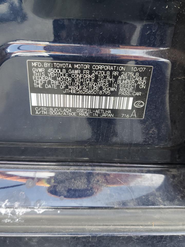 2008 Lexus Is 350 VIN: JTHBE262585018795 Lot: 89436415