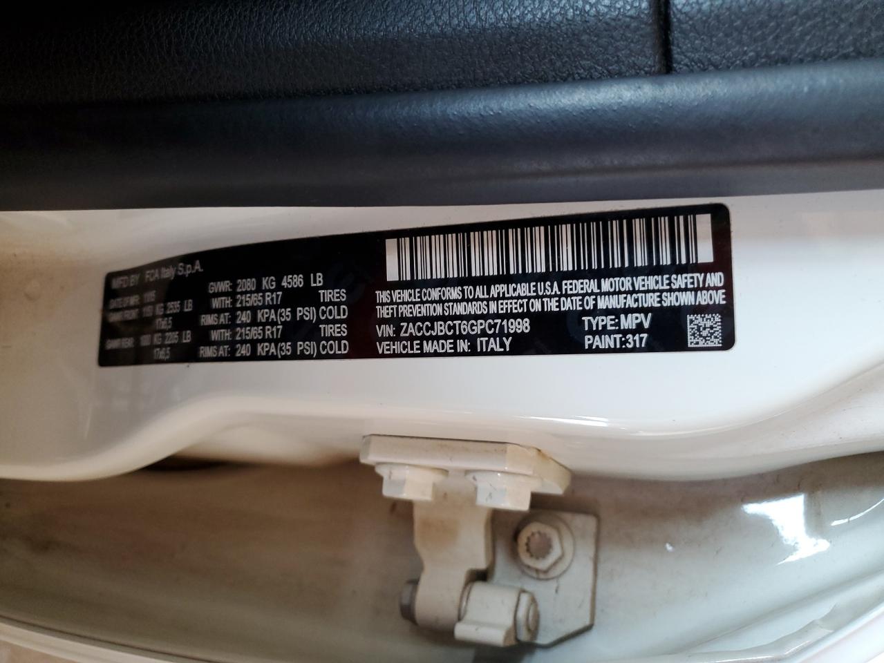 2016 Jeep Renegade Trailhawk VIN: ZACCJBCT6GPC71998 Lot: 85765905