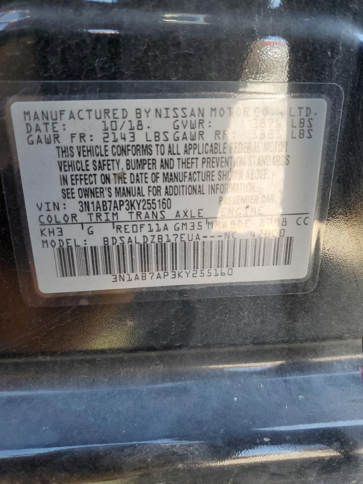 2019 Nissan Sentra S VIN: 3N1AB7AP3KY255160 Lot: 86682655