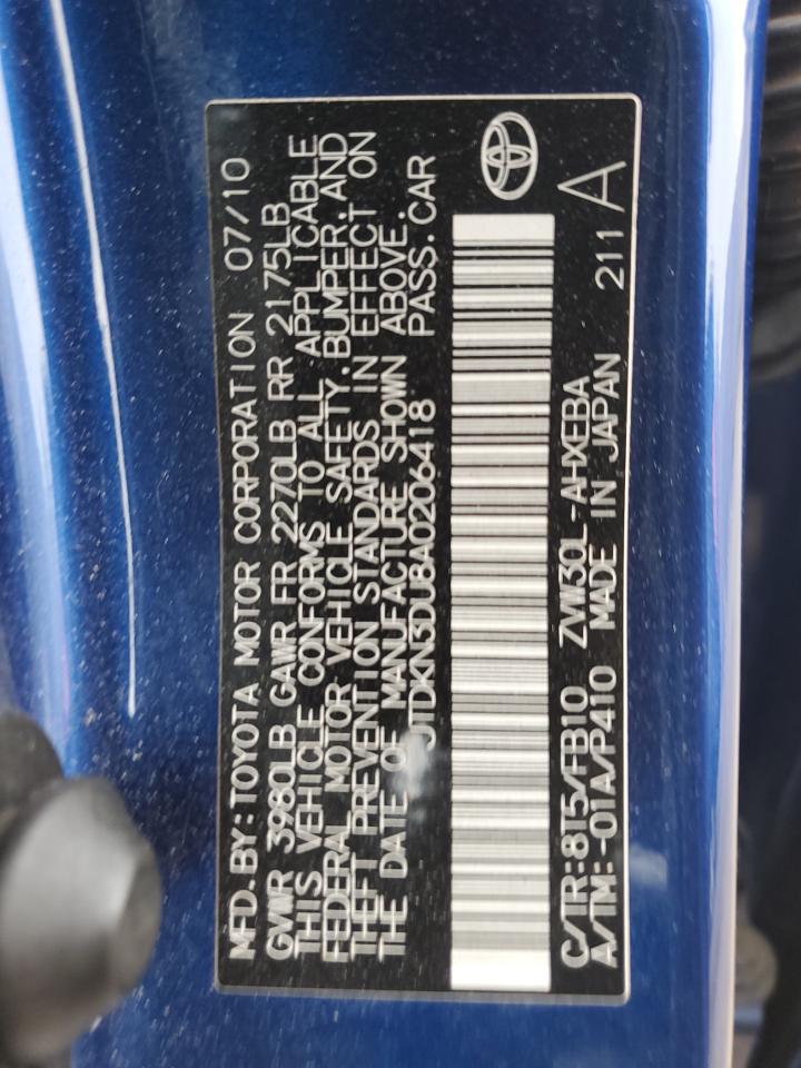 2010 Toyota Prius VIN: JTDKN3DU8A0206418 Lot: 82275945