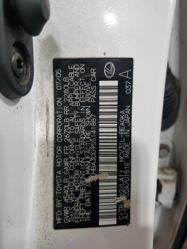 2005 Lexus Es 330 VIN: JTHBA30G955141887 Lot: 71409155