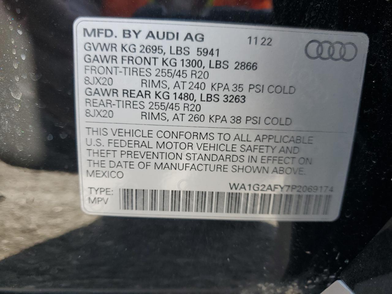 2023 Audi Q5 E Premium 55 VIN: WA1G2AFY7P2069174 Lot: 90256905