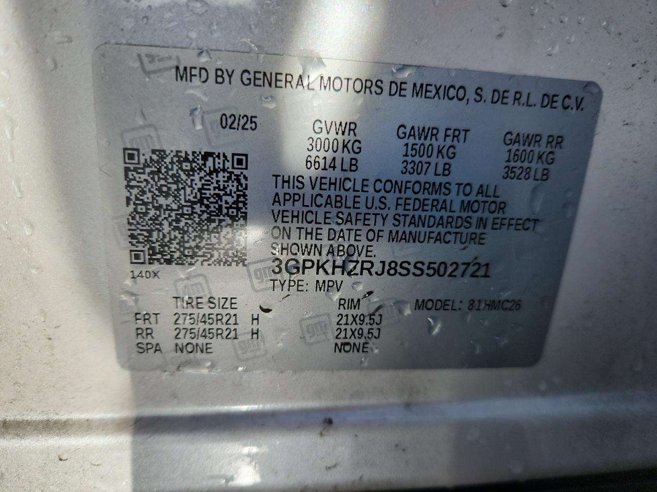 2025 Honda Prologue Elite VIN: 3GPKHZRJ8SS502721 Lot: 87419485