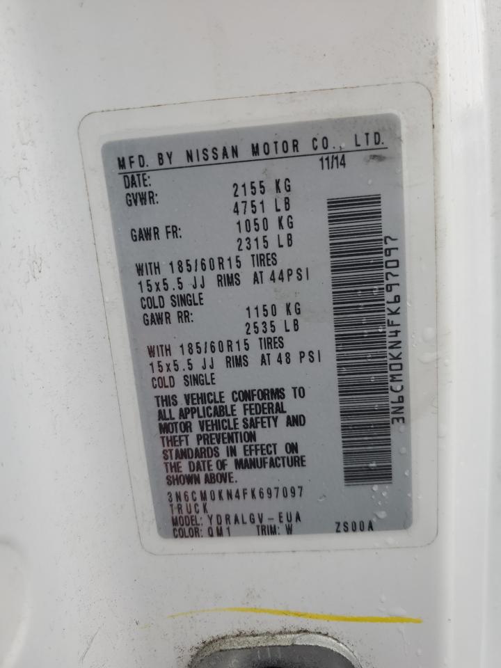 2015 Nissan Nv200 2.5S VIN: 3N6CM0KN4FK697097 Lot: 82245895