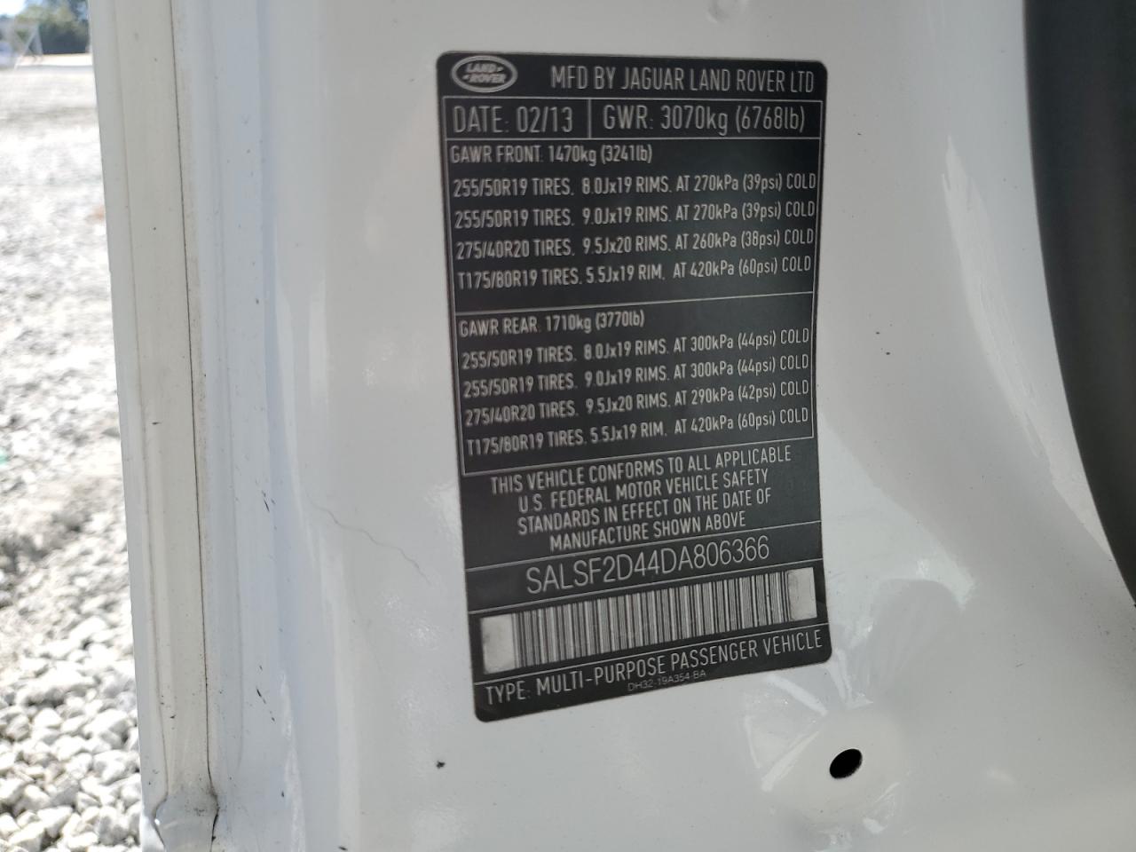 2013 Land Rover Range Rover Sport Hse VIN: SALSF2D44DA806366 Lot: 85003145