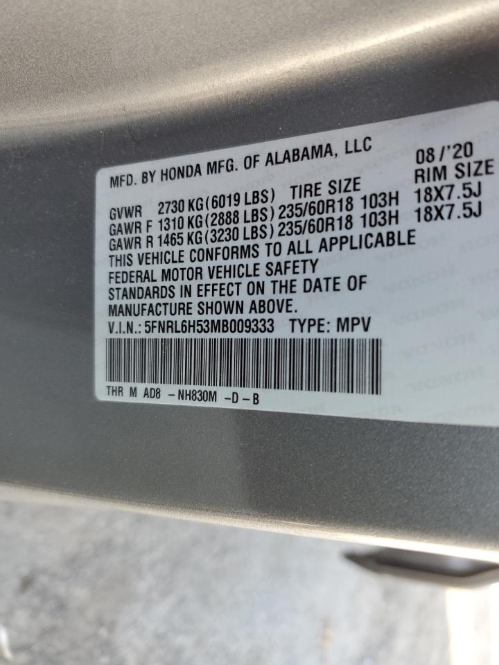 2021 Honda Odyssey Ex VIN: 5FNRL6H53MB009333 Lot: 85901755