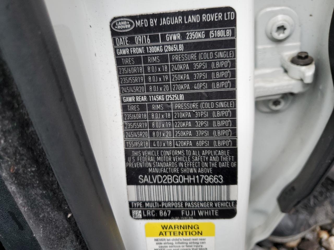 2017 Land Rover Range Rover Evoque Hse Dynamic VIN: SALVD2BG0HH179663 Lot: 82255935