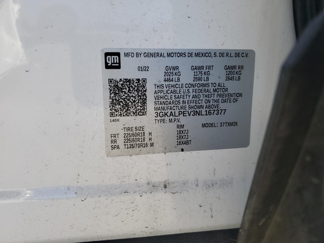 2022 GMC Terrain Slt VIN: 3GKALPEV3NL167377 Lot: 86249095