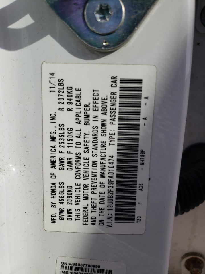 2015 Acura Tlx VIN: 19UUB2F39FA010474 Lot: 86896485