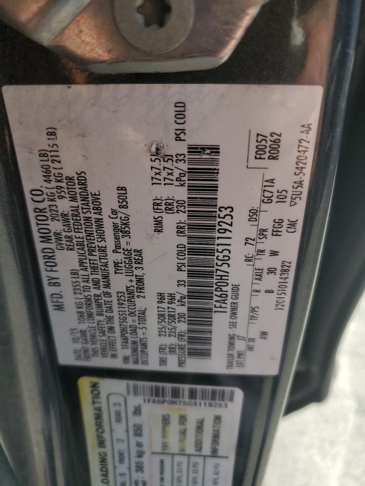 2016 Ford Fusion Se VIN: 1FA6P0H75G5119253 Lot: 82198855