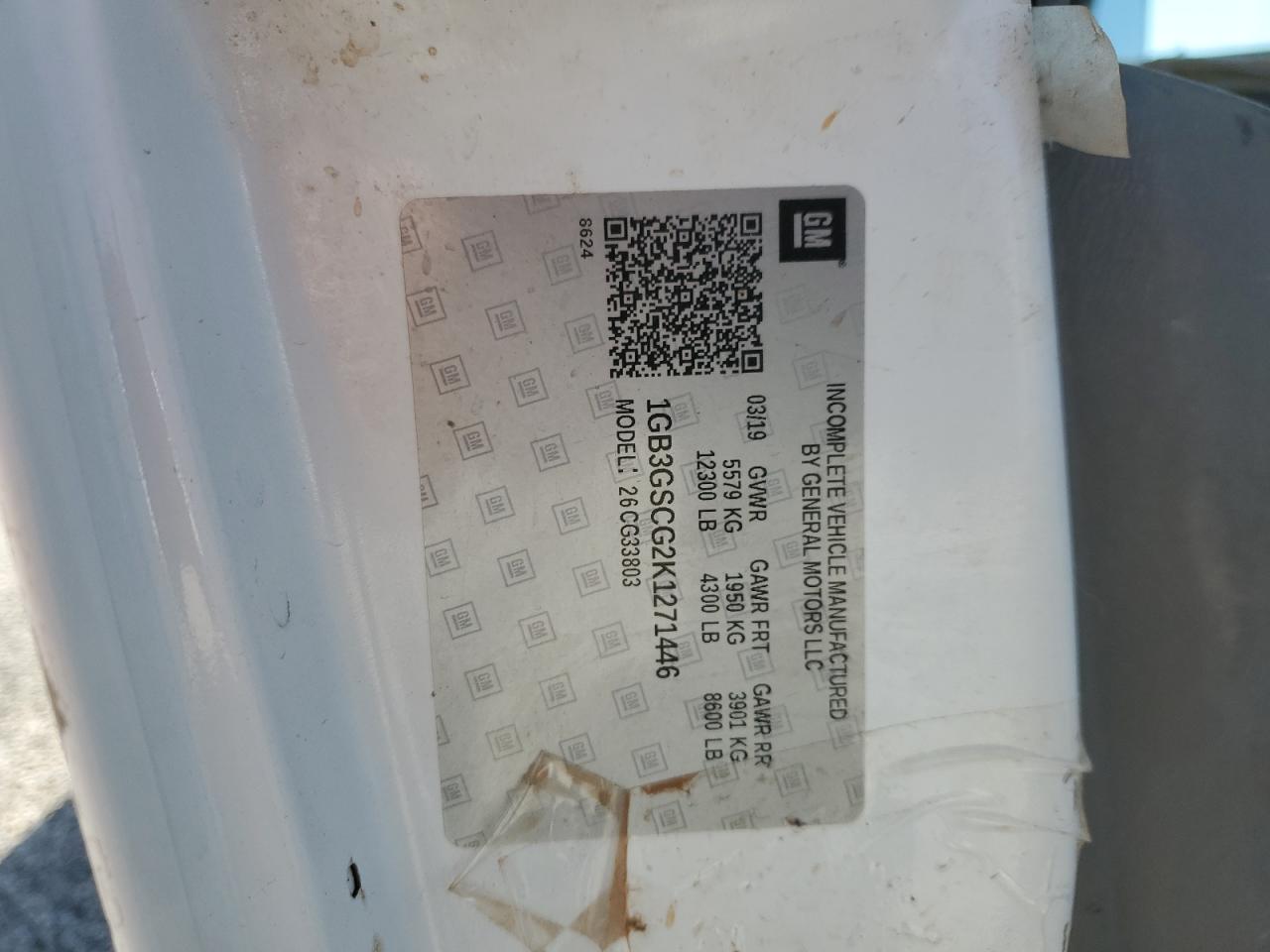 2019 Chevrolet Express Delivery Truck VIN: 1GB3GSCG2K1271446 Lot: 85147645