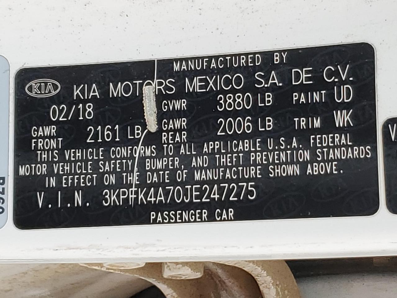 2018 Kia Forte Lx VIN: 3KPFK4A70JE247275 Lot: 82467535