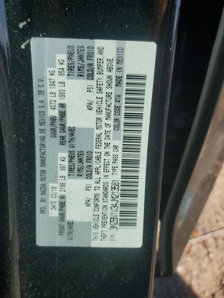 2018 Mazda 3 Touring VIN: 3MZBN1V34JM213581 Lot: 86499785