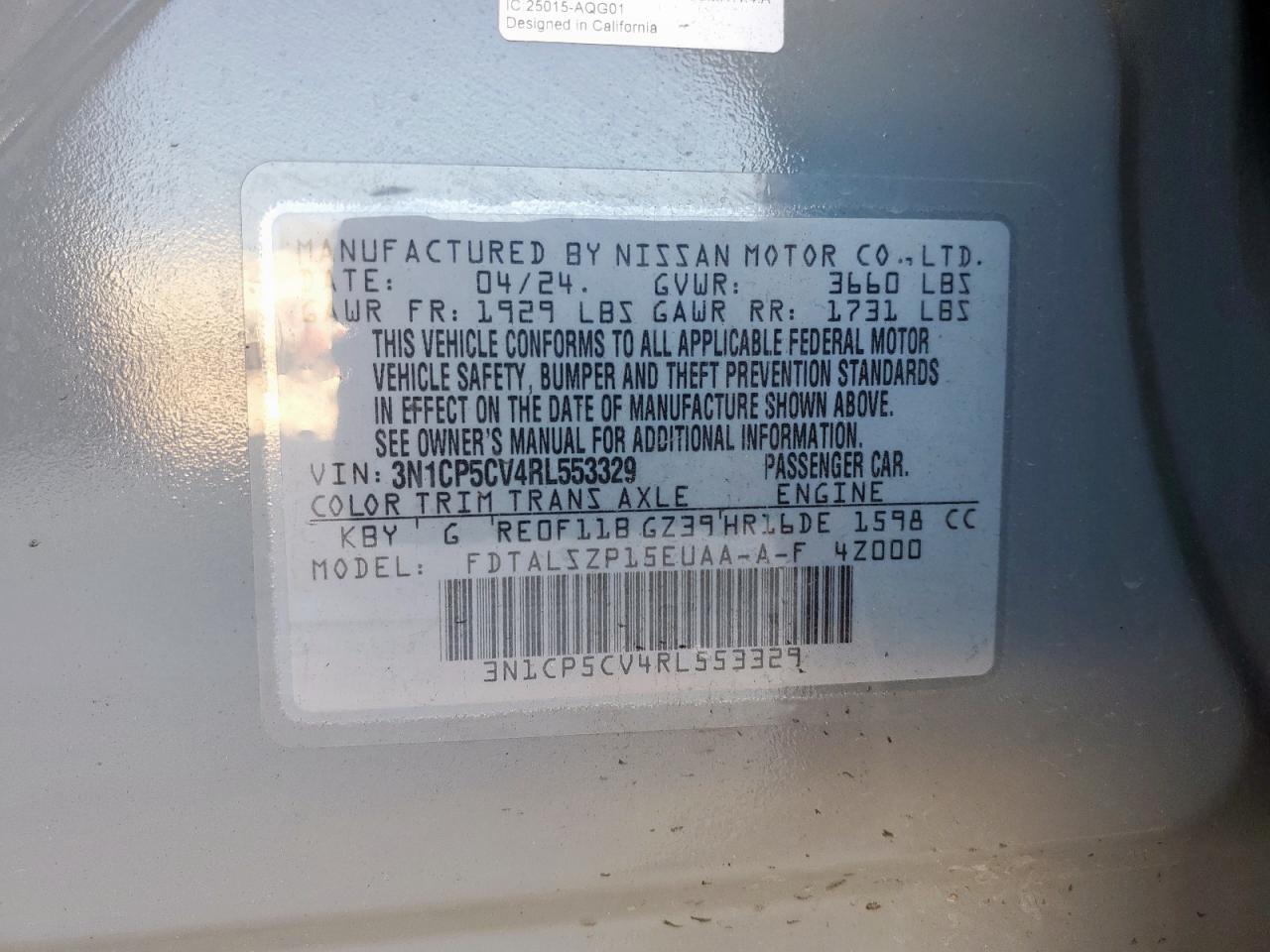 2018 Nissan Kicks S VIN: 3N1CP5CU9JL524890 Lot: 82476625