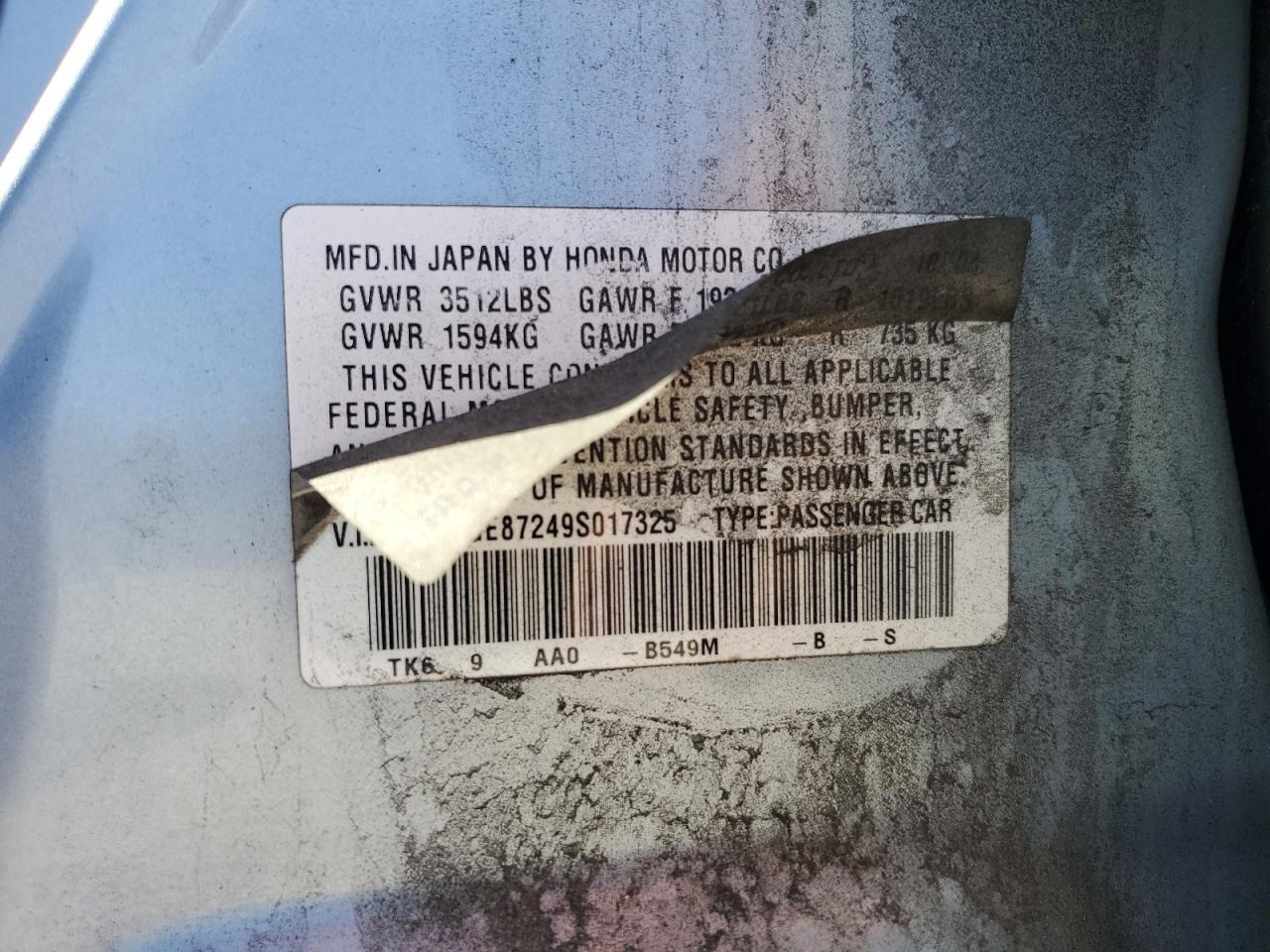 2009 Honda Fit VIN: JHMGE87249S017325 Lot: 84380895