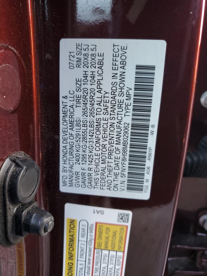 2021 Honda Passport Touring VIN: 5FNYF8H98MB029062 Lot: 90258865