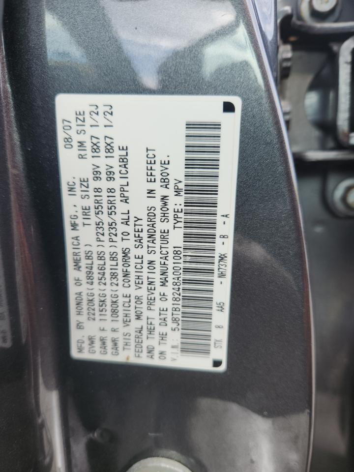 2008 Acura Rdx VIN: 5J8TB18248A001081 Lot: 86147895