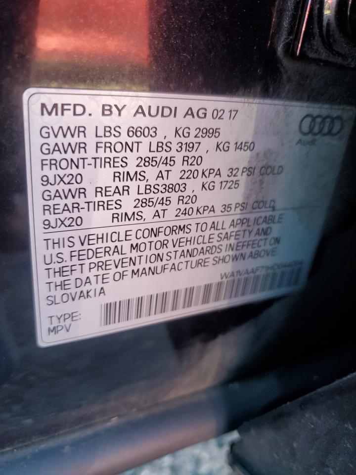 2017 Audi Q7 Prestige VIN: WA1VAAF71HD044004 Lot: 85003195