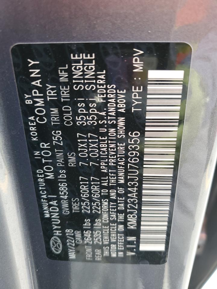 2018 Hyundai Tucson Se VIN: KM8J23A43JU769356 Lot: 84938895