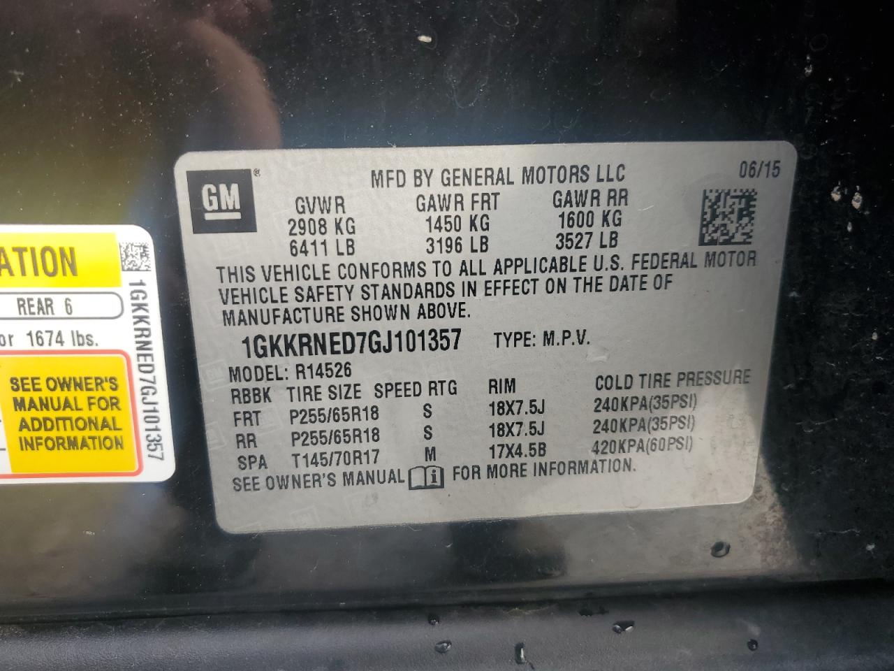 2016 GMC Acadia Sle VIN: 1GKKRNED7GJ101357 Lot: 82320065