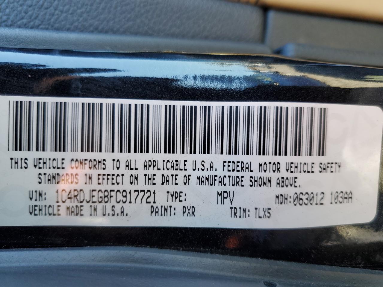 2015 Dodge Durango Citadel VIN: 1C4RDJEG8FC917721 Lot: 85895855