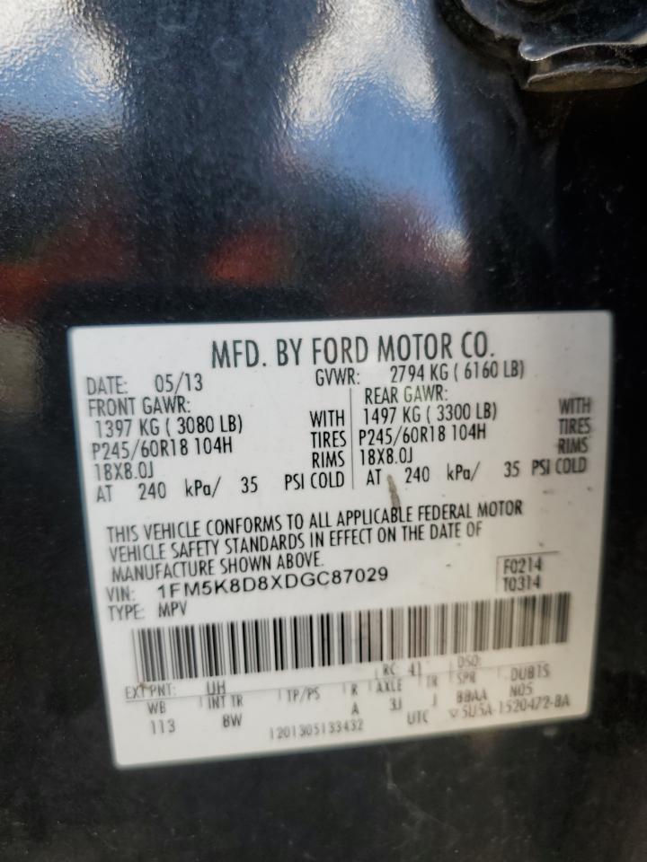 2013 Ford Explorer Xlt VIN: 1FM5K8D8XDGC87029 Lot: 82405895