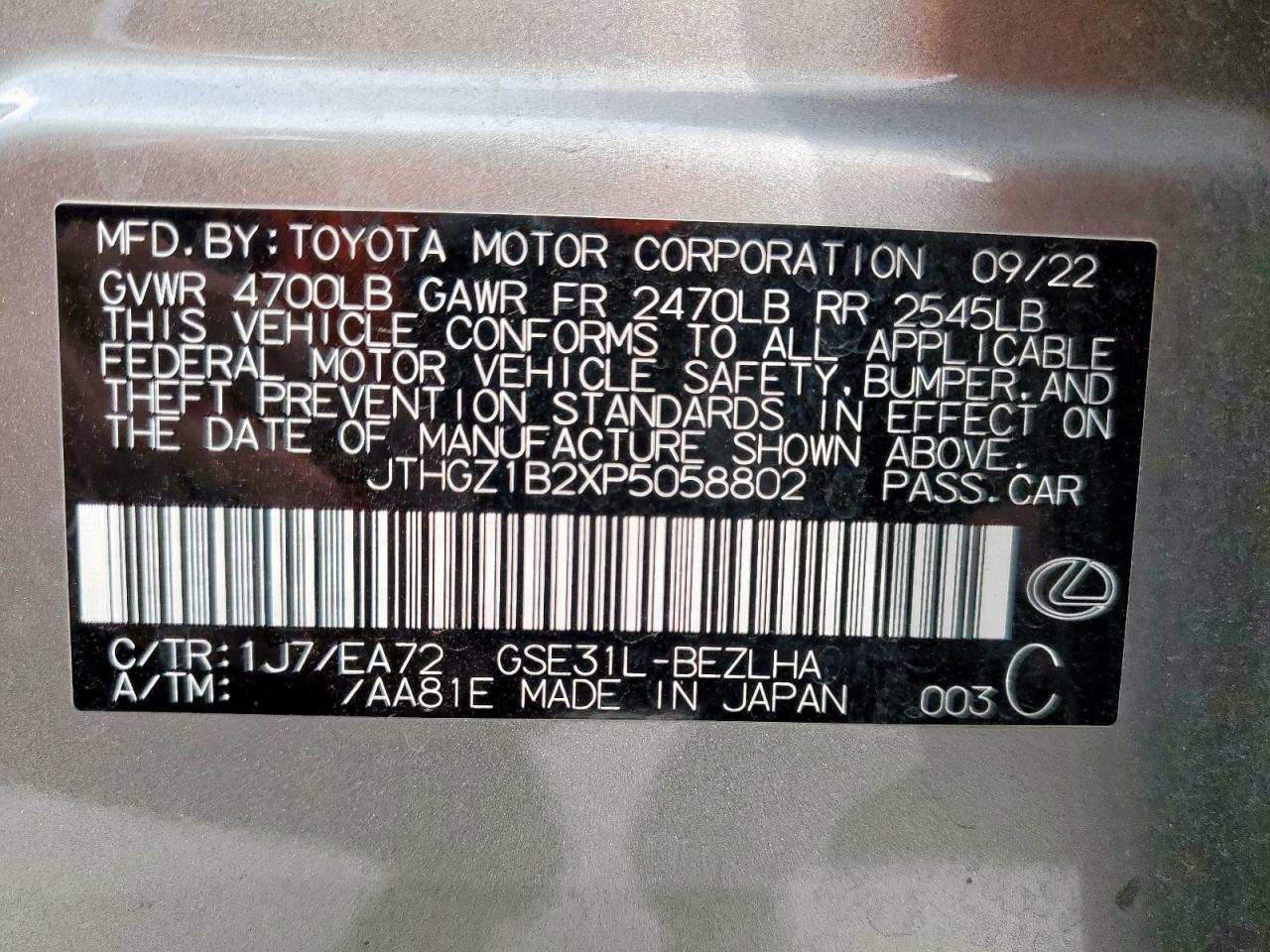 2023 Lexus Is 350 F Sport Design VIN: JTHGZ1B2XP5058802 Lot: 90538815