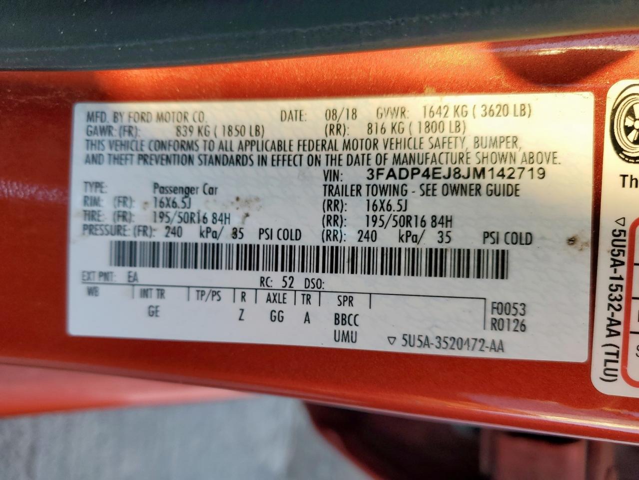 2018 Ford Fiesta Se VIN: 3FADP4EJ8JM142719 Lot: 82265375