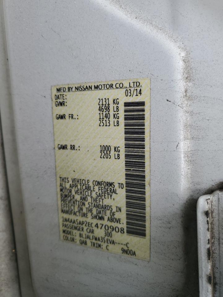 2014 Nissan Maxima S VIN: 1N4AA5AP2EC470908 Lot: 86261565