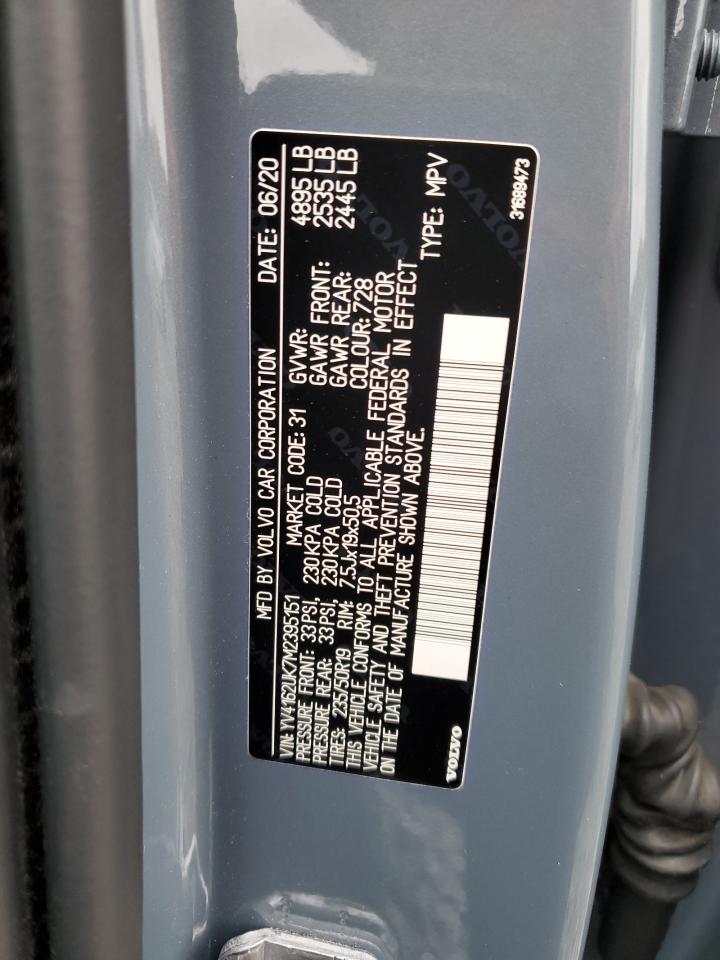 2021 Volvo Xc40 T5 Momentum VIN: YV4162UK7M2395151 Lot: 90362675