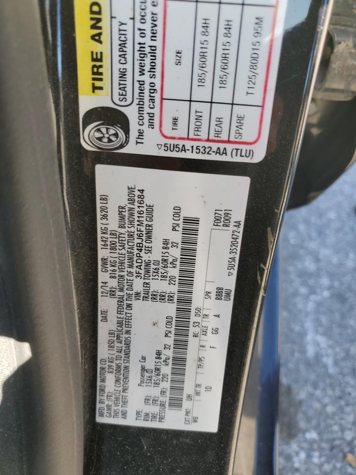 2015 Ford Fiesta Se VIN: 3FADP4BJ6FM161684 Lot: 89486425