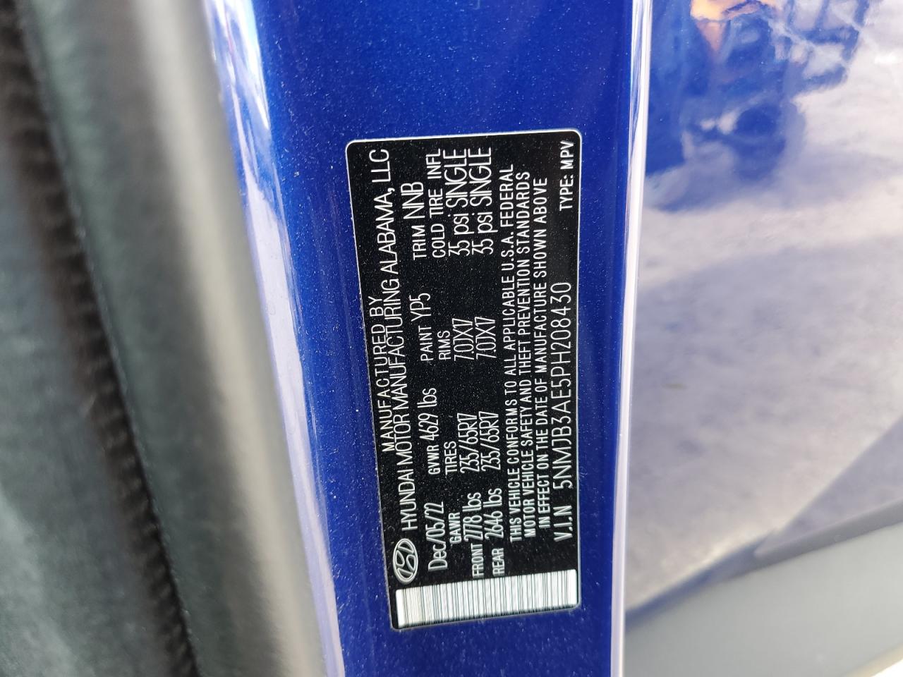 2023 Hyundai Tucson Sel VIN: 5NMJB3AE5PH208430 Lot: 85009245