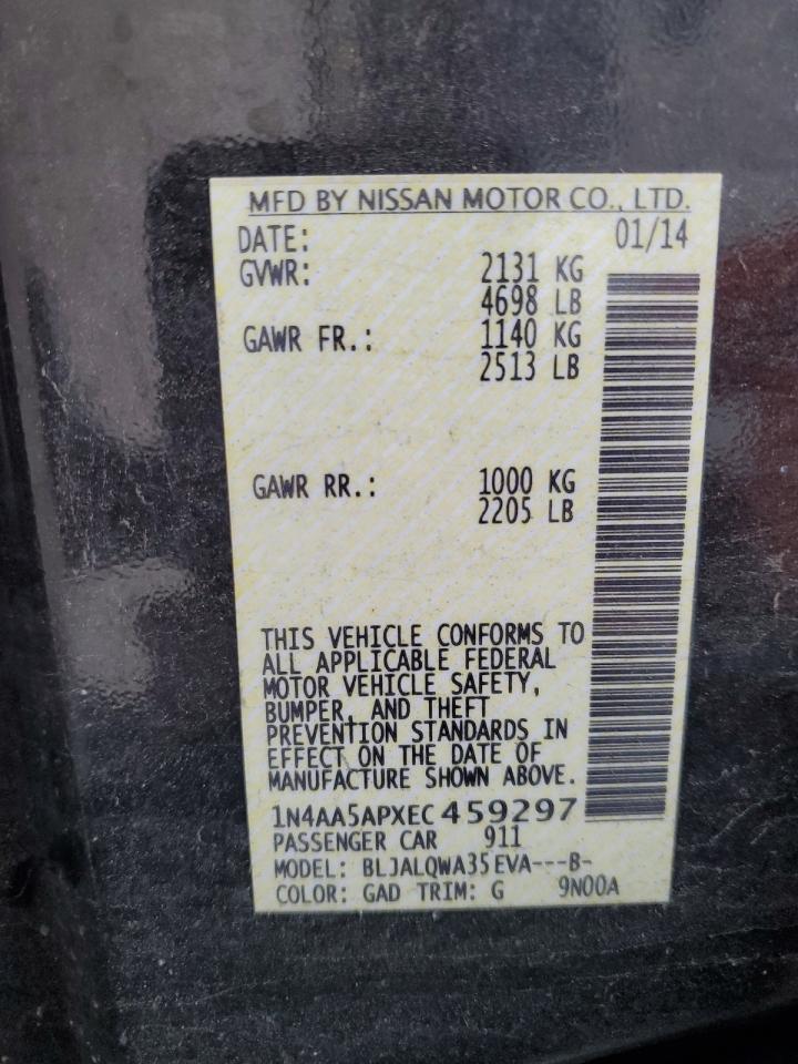 2014 Nissan Maxima S VIN: 1N4AA5APXEC459297 Lot: 85726385