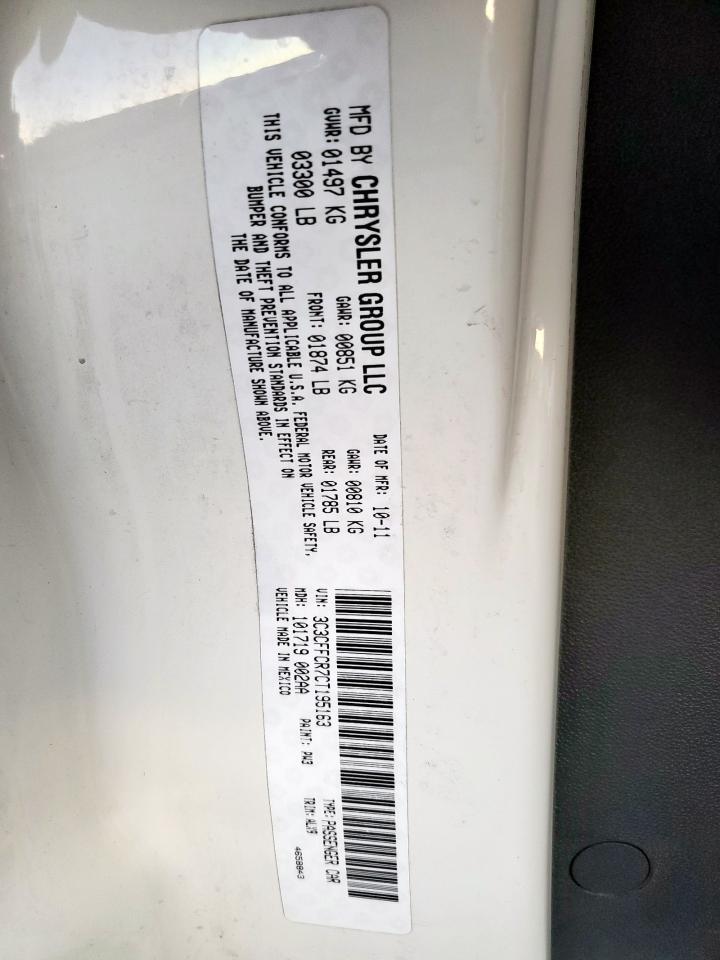 2012 Fiat 500 Lounge VIN: 3C3CFFCR7CT195163 Lot: 90468405