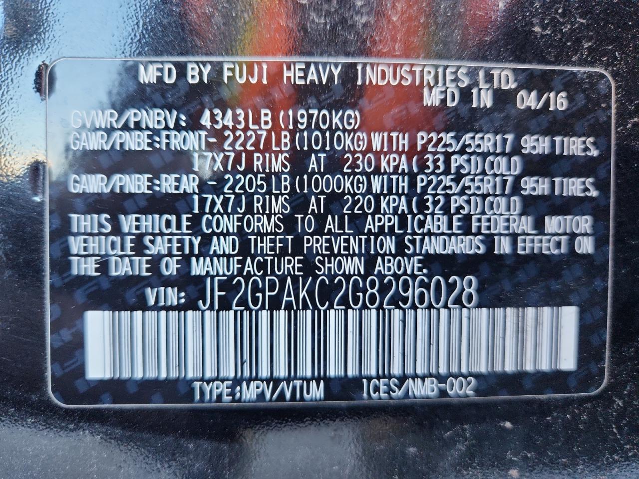 2016 Subaru Crosstrek Limited VIN: JF2GPAKC2G8296028 Lot: 85191395