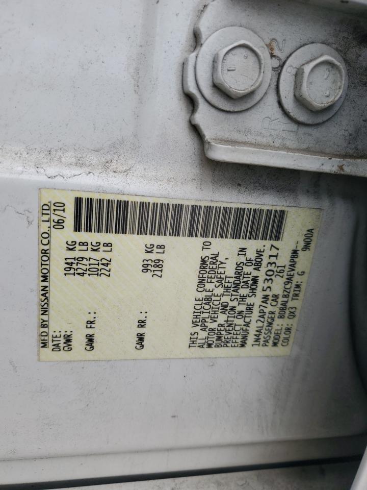 2010 Nissan Altima Base VIN: 1N4AL2AP7AN530317 Lot: 85296575