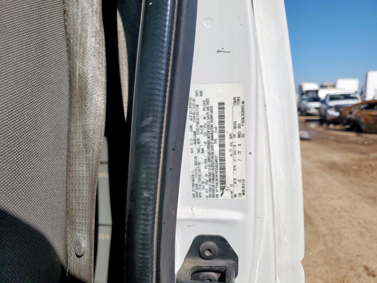 2012 Ford Econoline E250 Van VIN: 1FTNE2EW1CDA24837 Lot: 85873745
